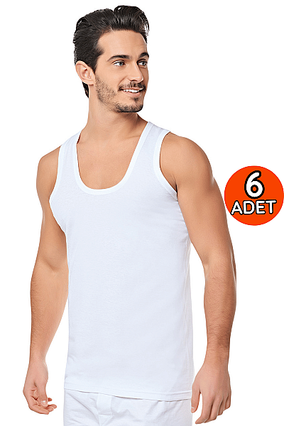 0001 Seher Erkek Penye Atlet 6'lı Paket Beyaz