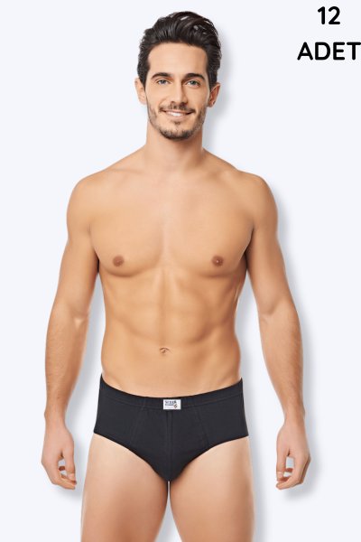 0005R Seher Erkek Slip Renkli 12'li Siyah