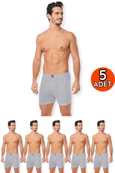 0007 Seher Erkek Desenli Boxer 5'li