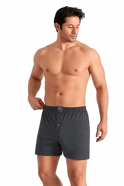 0008 Seher Erkek Düz Boxer 10'lu Paket Füme 