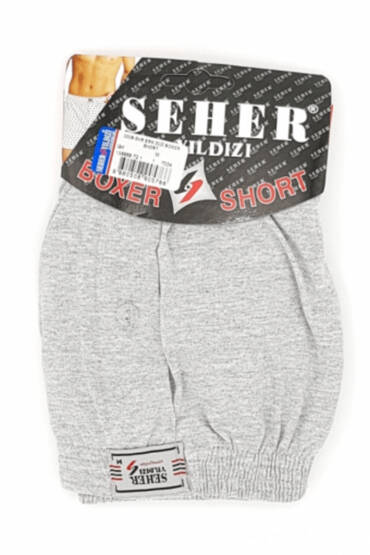 0008 Seher Erkek Düz Boxer 10'lu Paket Gri - 3