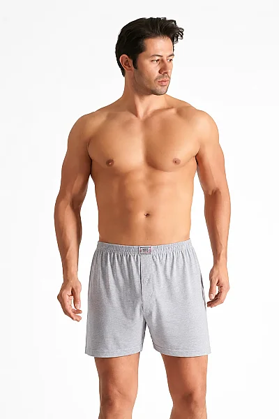 0008 Seher Erkek Düz Boxer 10'lu Paket Gri 