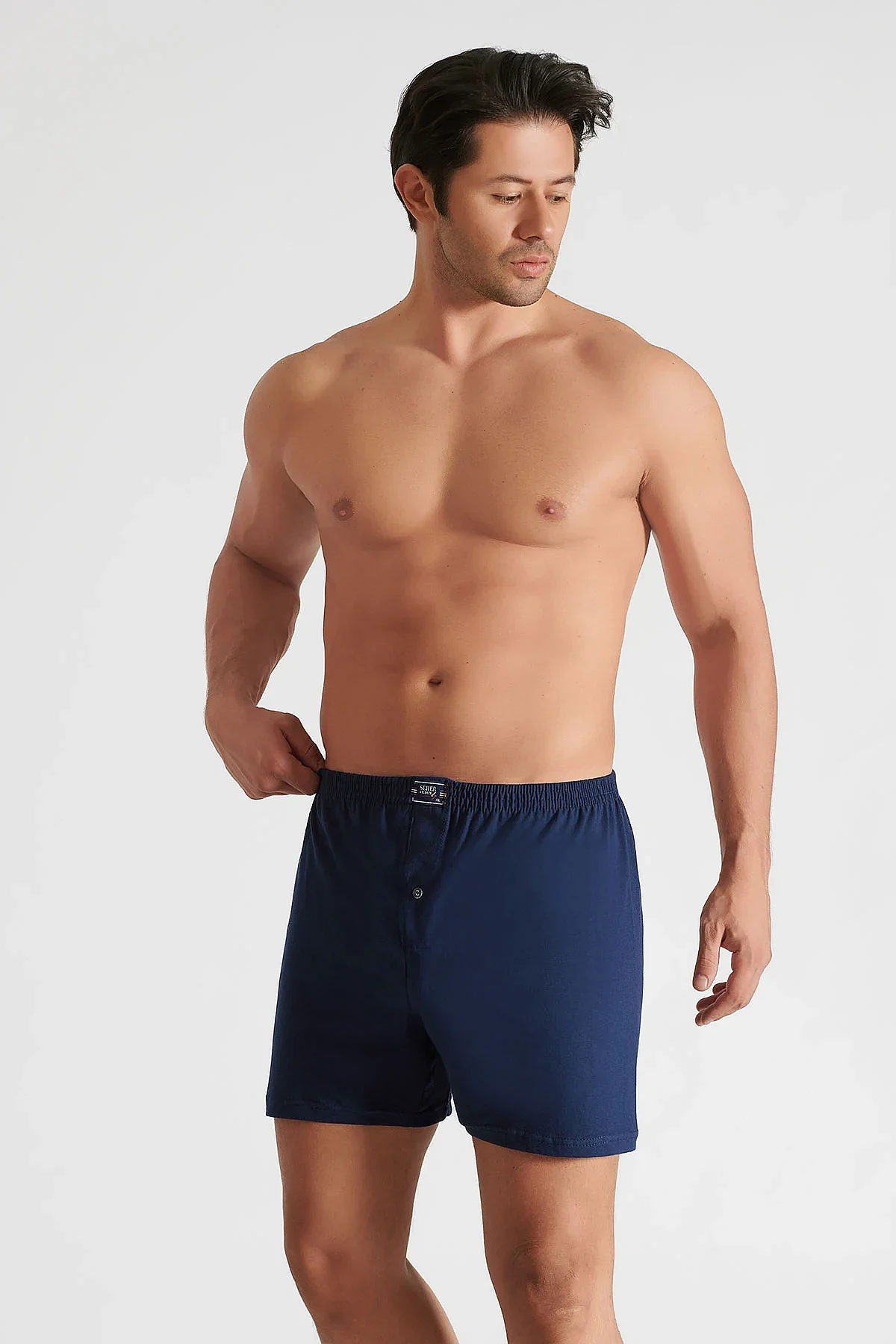 0008 Seher Erkek Düz Boxer 10'lu Paket Lacivert - 1