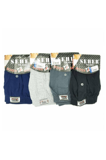 0008 Seher Erkek Düz Boxer 10'lu Paket Siyah - 9