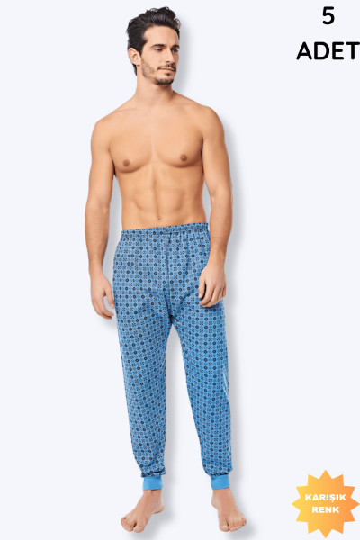 0009 Seher Erkek İki İplik Emprime Pijama 5'li