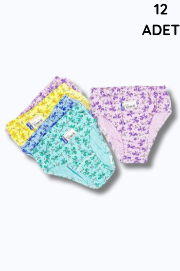 0052 Seher Kız Empirme Renkli Slip 12'li Paket - 7