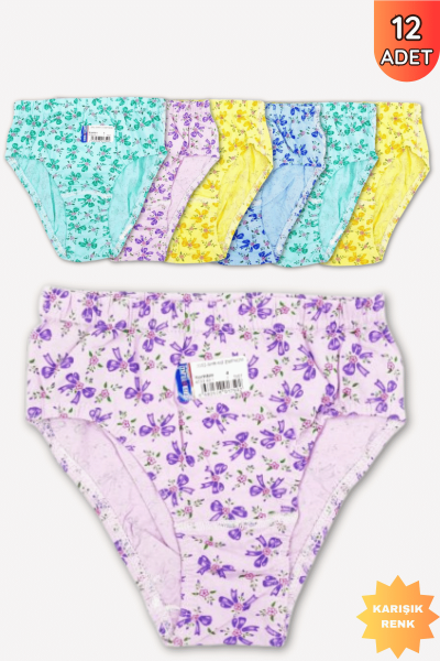 0052 Seher Kız Empirme Renkli Slip 12'li Paket - 2