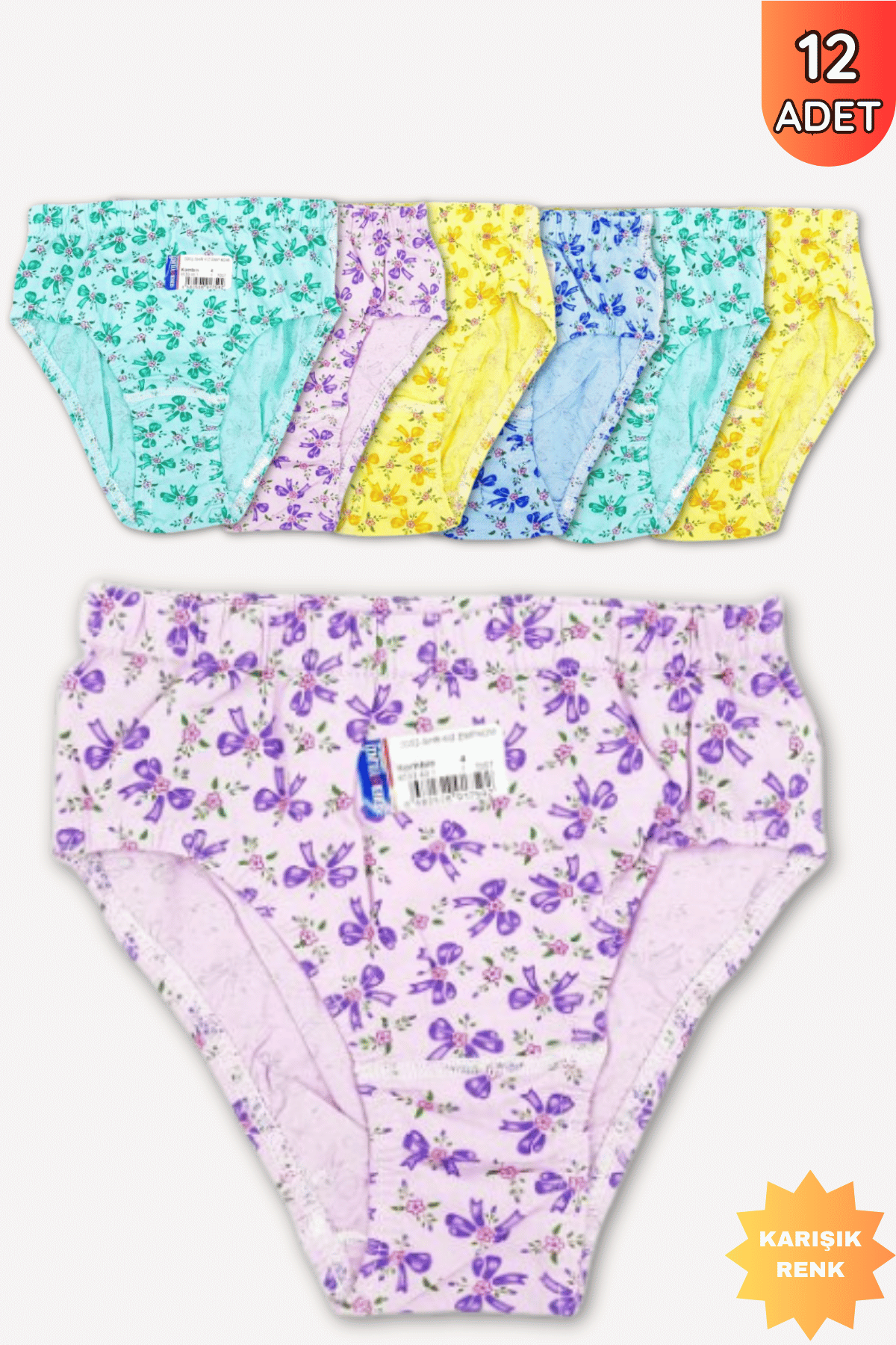 0052 Seher Kız Empirme Renkli Slip 12'li Paket - 2
