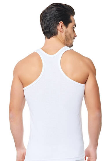 0058 Seher Erkek Ribana Spor Atlet 6'lı Paket Beyaz - 5