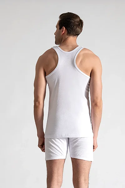 0058 Seher Erkek Ribana Spor Atlet 6'lı Paket Beyaz
