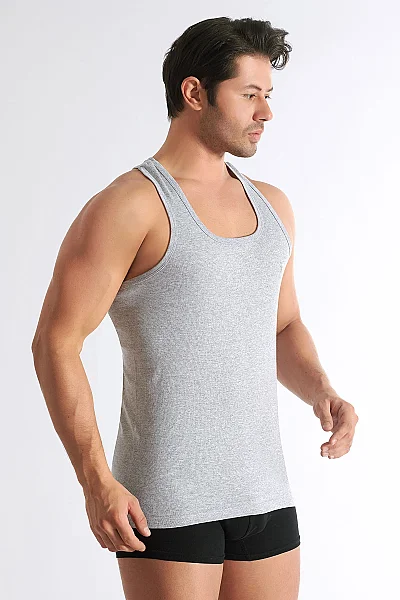 0058 Seher Erkek Ribana Spor Atlet 6'lı Paket Gri (1)