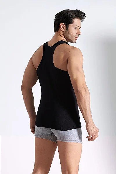 0058 Seher Erkek Ribana Spor Atlet 6'lı Paket Siyah (1)