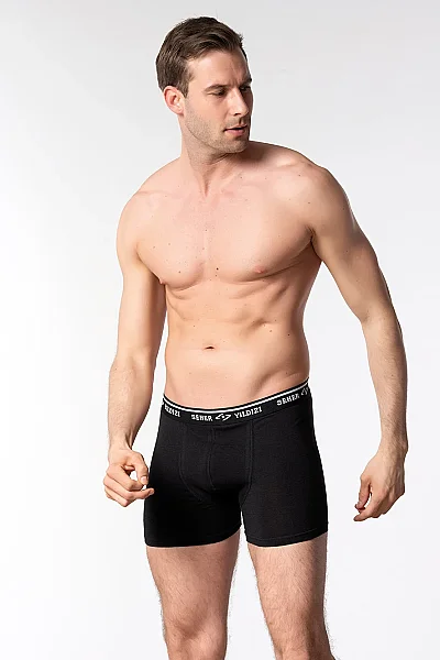 0060 Seher Erkek Elastan Boxer 6'lı Paket Siyah