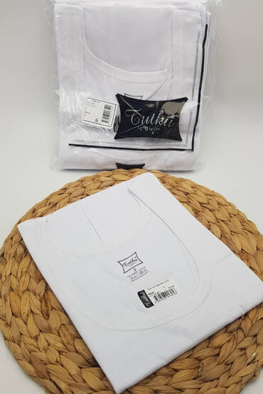 0101 Tutku Erkek Penye Atlet 6'lı Paket Beyaz - 10