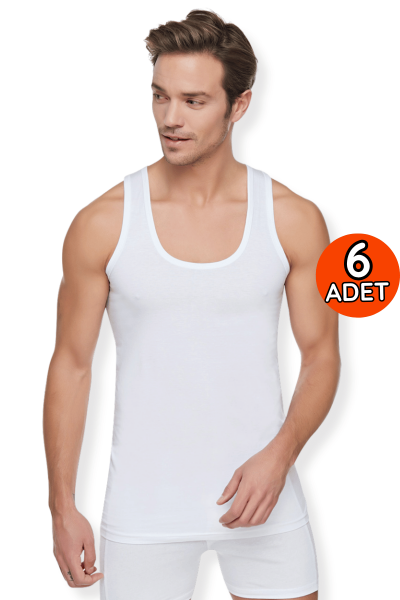 0101 Tutku Erkek Penye Atlet 6'lı Paket Beyaz - 3