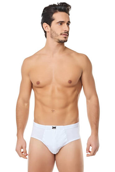 0109 Tutku Erkek Penye Slip 12'li Paket Beyaz - 6