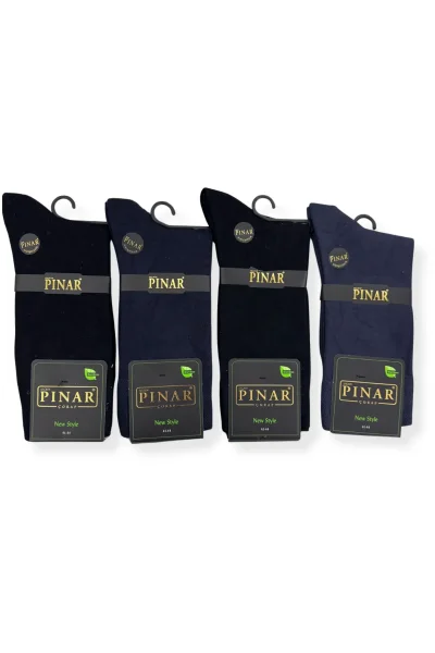 0111 Pınar Erkek Bambu Kutulu Çorap 12li Düz - 1