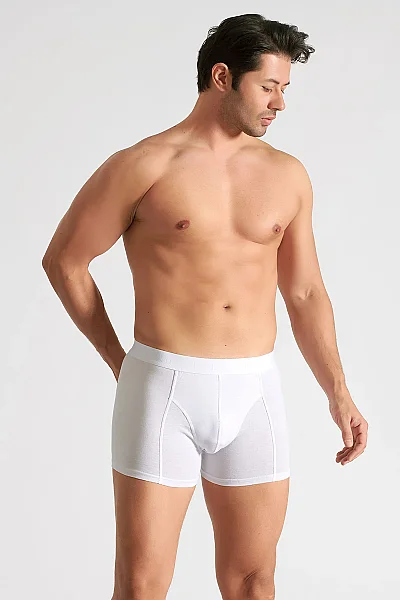 0114 Tutku Erkek Elastan Boxer 6lı Beyaz