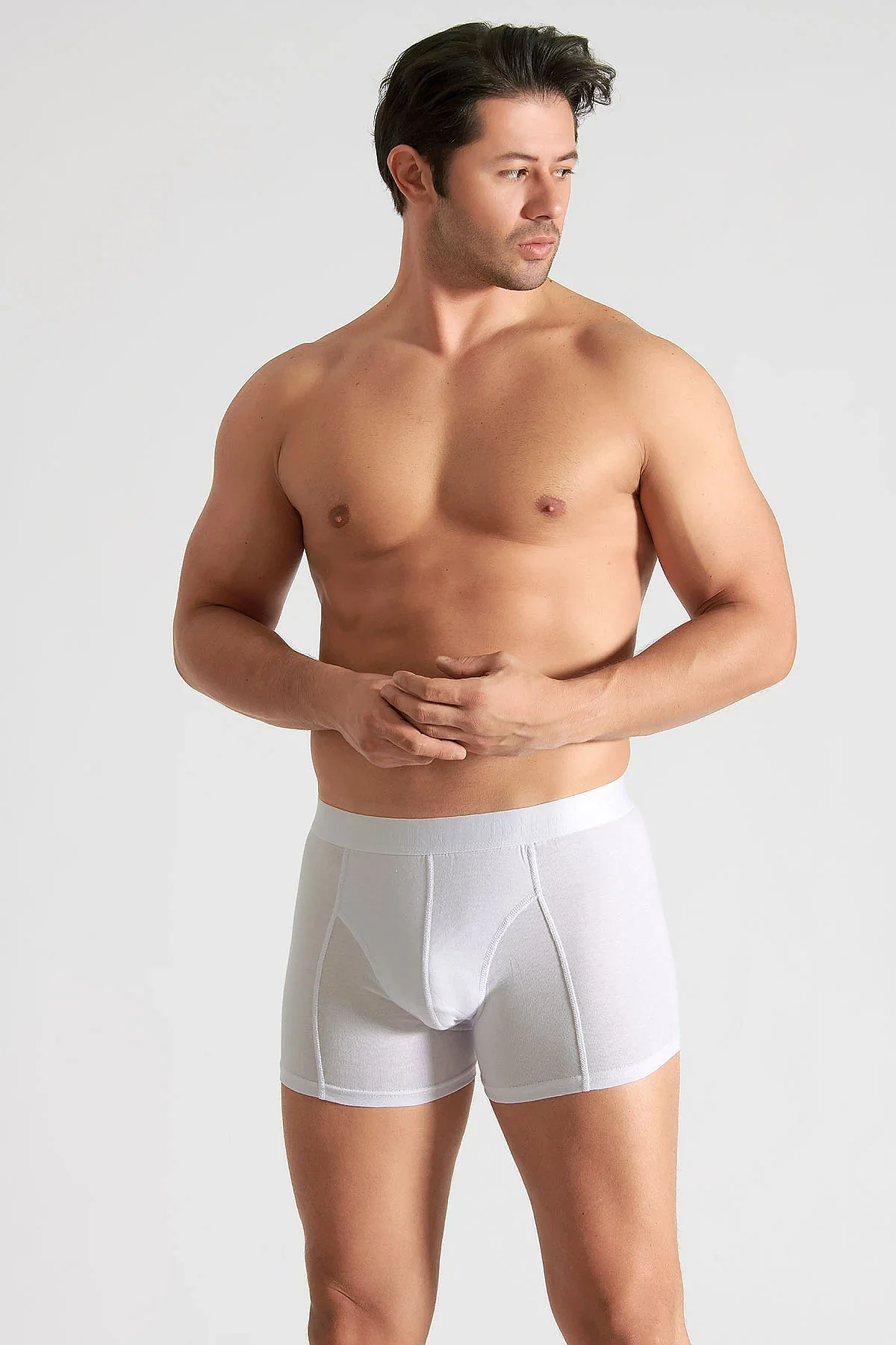0114 Tutku Erkek Elastan Boxer 6lı Beyaz - 3