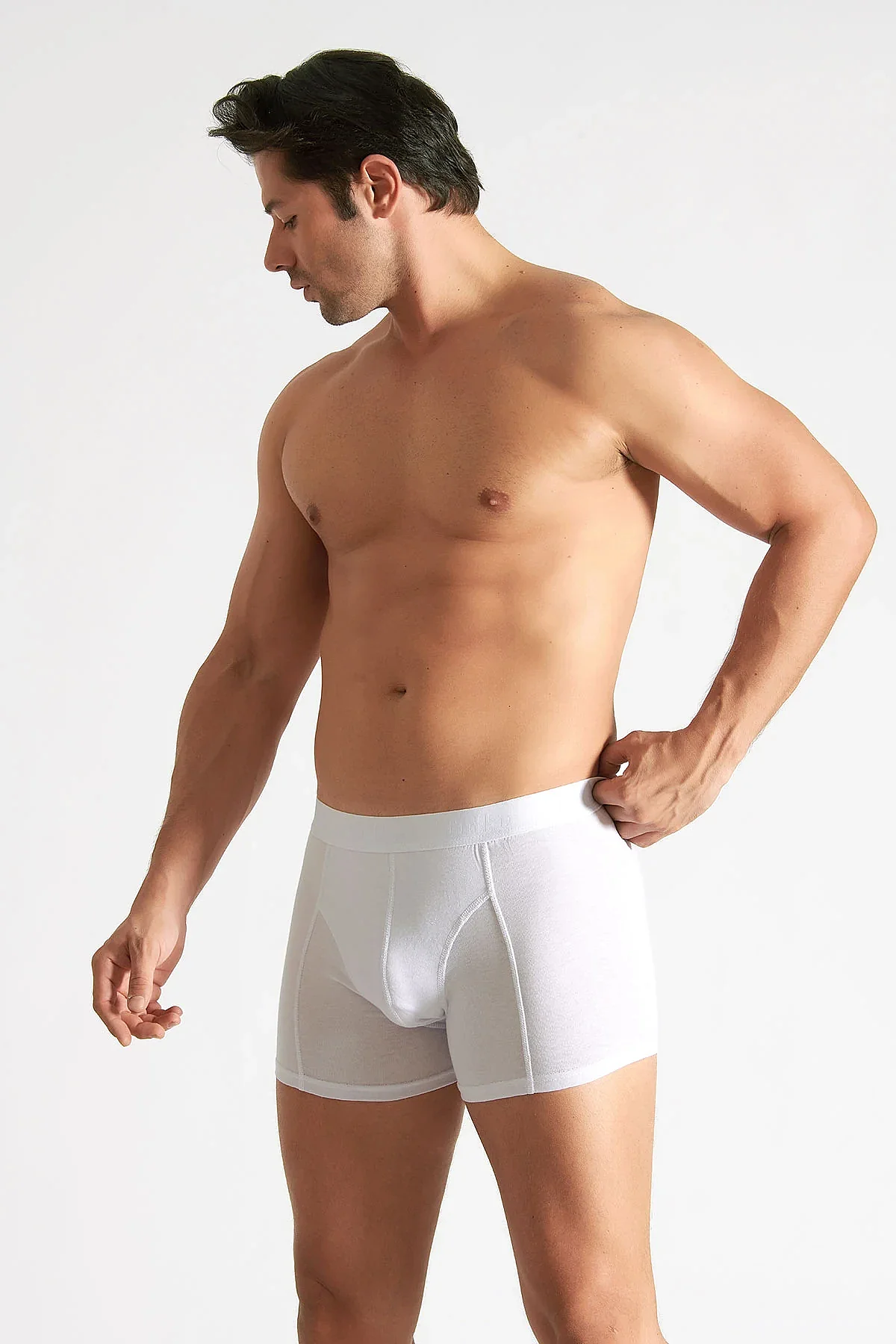 0114 Tutku Erkek Elastan Boxer 6lı Beyaz - 4