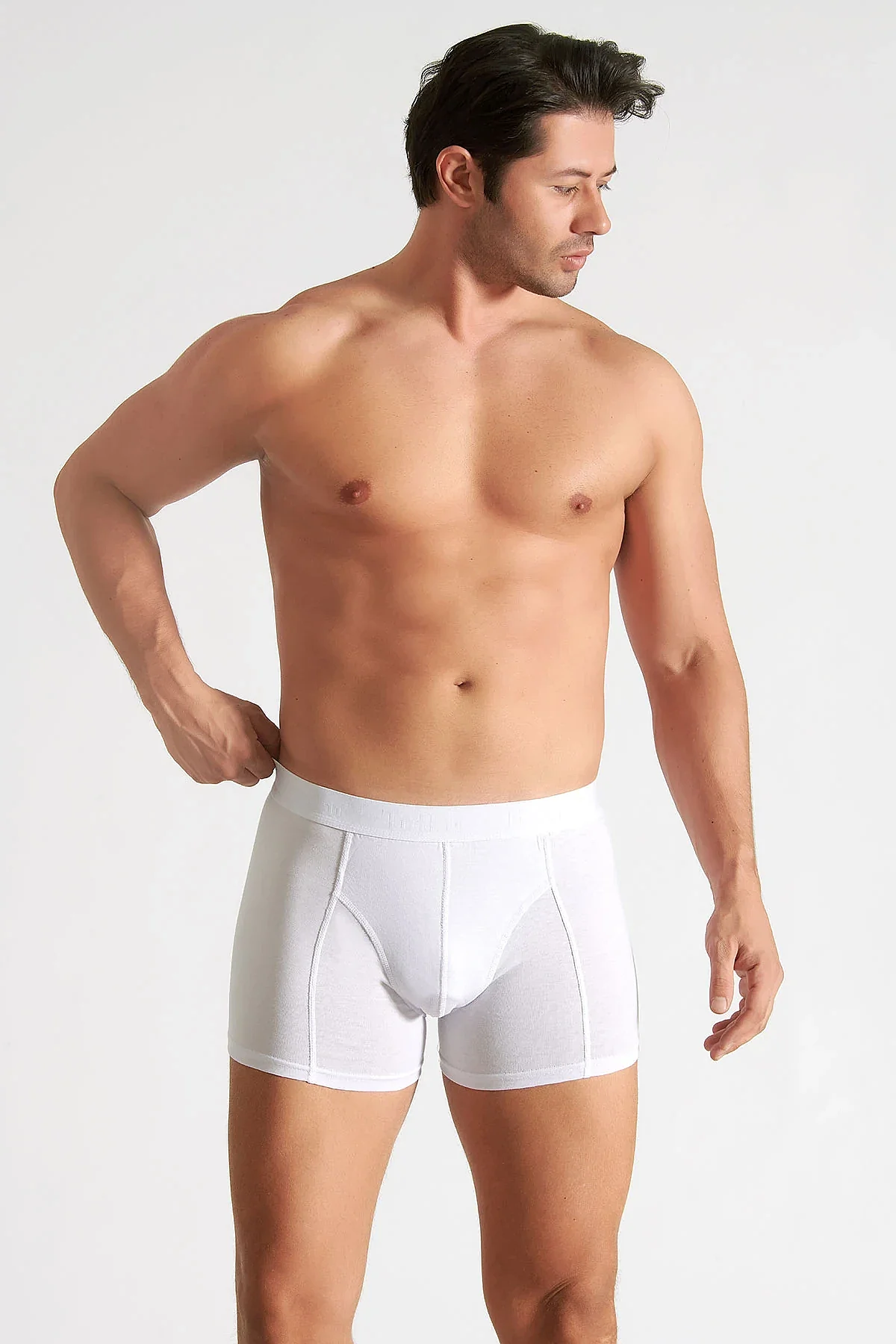 0114 Tutku Erkek Elastan Boxer 6lı Beyaz - 5