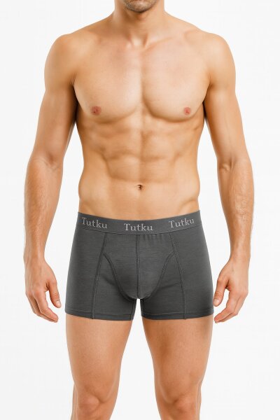 0114 Tutku Erkek Elastan Boxer 6'lı Füme - 7