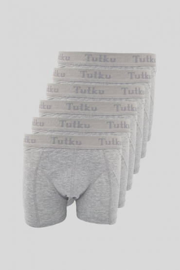 0114 Tutku Erkek Elastan Boxer 6'lı Paket Gri - 8