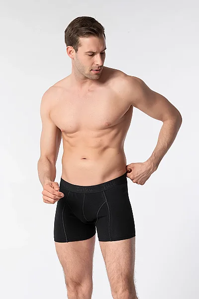 0114 Tutku Erkek Elastan Boxer 6'lı Paket Siyah