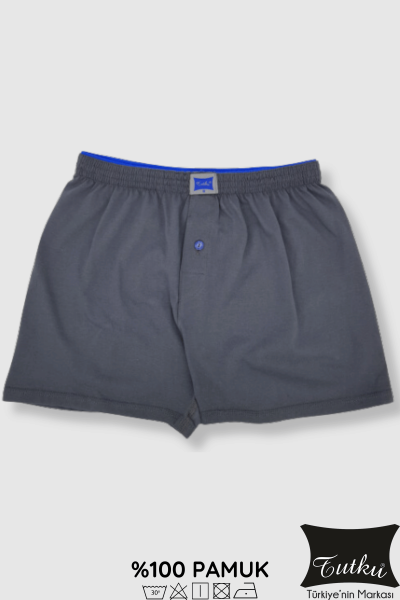 0117 Tutku Erkek Penye Düz Boxer Füme