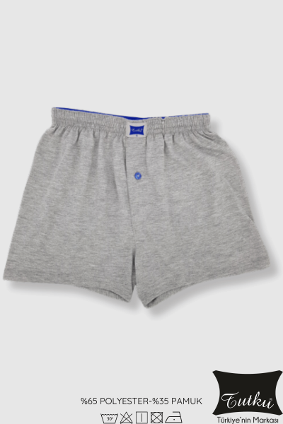 0117 Tutku Erkek Penye Düz Boxer Gri