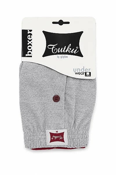 0117 Tutku Erkek Penye Düz Boxer 10'lu Paket Gri