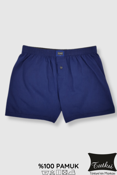 0117 Tutku Erkek Penye Düz Boxer Lacivert