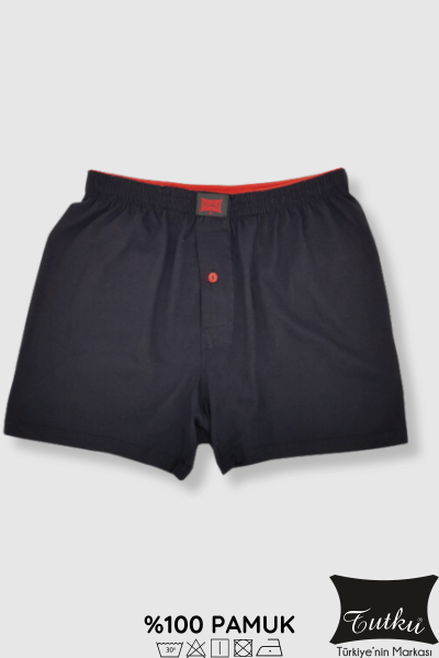 0117 Tutku Erkek Penye Düz Boxer Siyah
