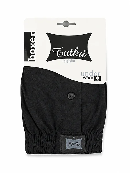 0117 Tutku Erkek Penye Düz Boxer 10'lu Paket Siyah