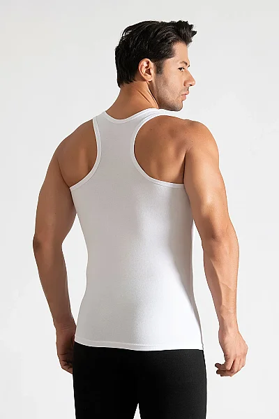 0118 Tutku Erkek Ribana Spor Atlet 6'lı Paket Beyaz (1)