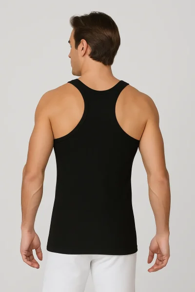 0118 Tutku Erkek Ribana Spor Atlet 6'lı Paket Siyah - 6