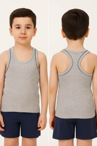 0130 Tutku Çocuk Spor Atlet 6'lı Paket Gri (1)