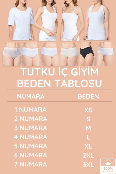 0135 Tutku Kadın Ribana İp Askılı Atlet 6'lı Paket Beyaz - 7