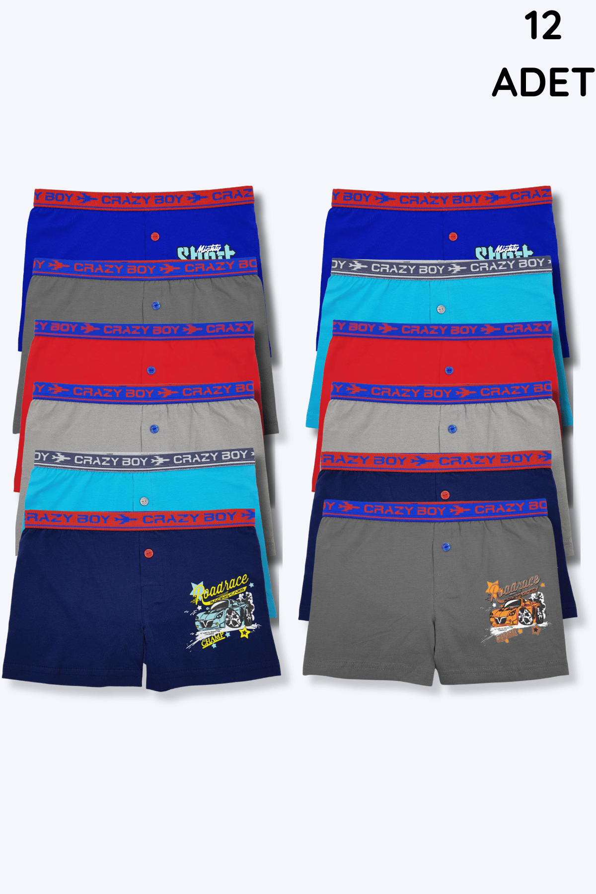 0253 Tutku Çocuk Elastan Baskılı Boxer 12'li Paket - 2