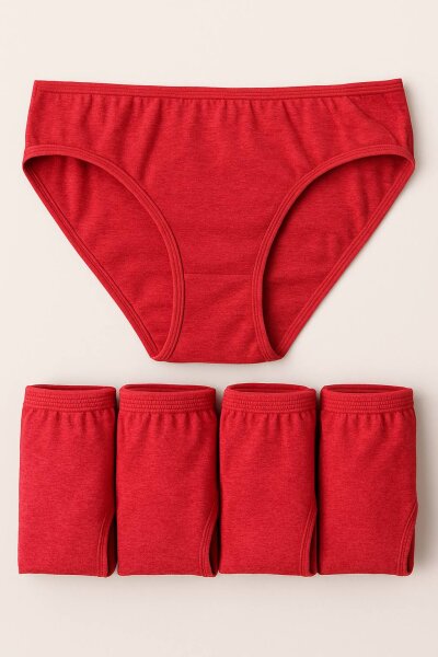 0615 Tutku Kadın Ribana Bikini Kom 12'li Paket Kırmızı 