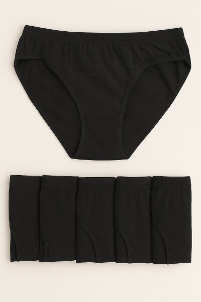 0615 Tutku Kadın Ribana Bikini Kom 12'li Paket Siyah 