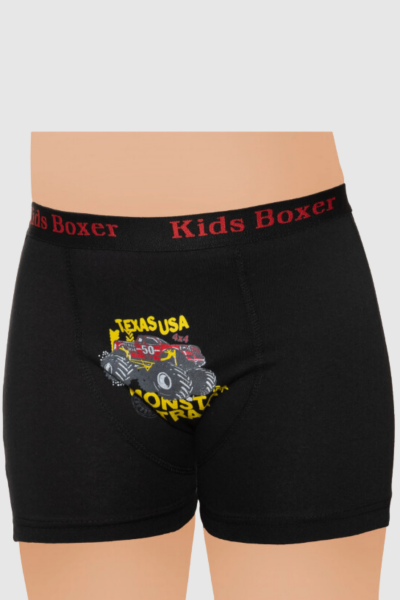 1089 Sedef Çocuk Elastan Boxer 12'li Paket Siyah (1)
