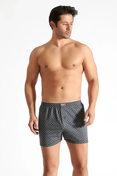 1102 Elit Erkek Havlu Bel Desenli Boxer 10lu Füme