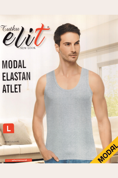 1201 Elit Erkek Modal Elastan Atlet 6'lı Gri