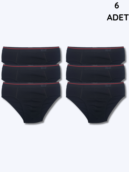 1351 Elit Erkek İncebel Kemerli Slip 6'lı Paket Siyah - 7