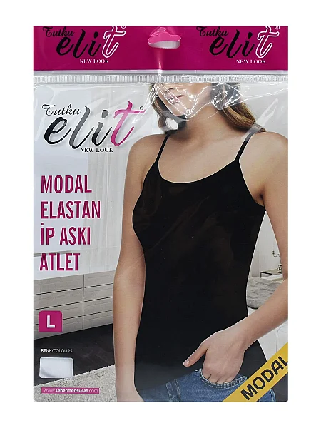 2001 Elit Kadın Modal İp Askılı Atlet 6'lı Paket Beyaz - 4