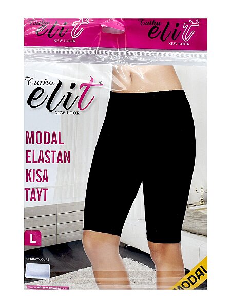 2103 Elit Kadın Kısa Tayt Modal 6'lı Paket Siyah - 3
