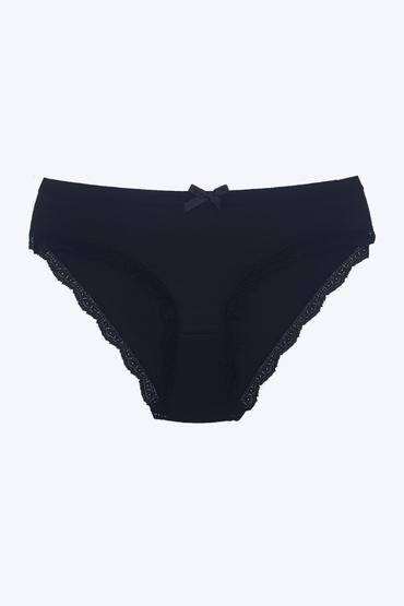 2701 Elit Kadın Paçası Dantelli Bikini 12'li Paket Siyah - 4