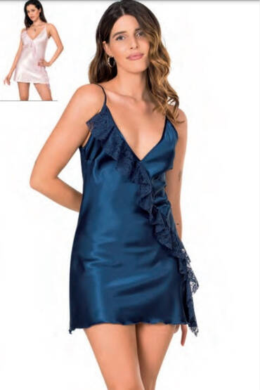 278 Moongirl Premium Saten Gecelik Lacivert