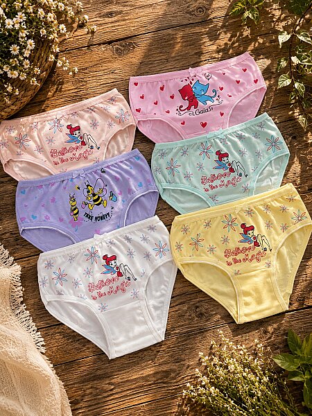 3091 Gümüş Kız Baskılı Bikini 12'li Paket - 1